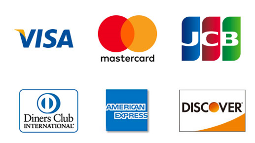 VISA・Mastercard・American Express・JCB・Diners Club・Discoverカード